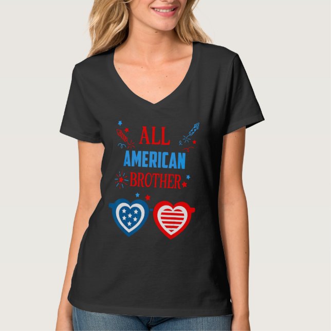 Camiseta All American Brother 4th Of July Memorial Day Matc (Frente)