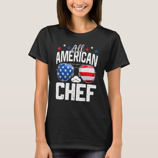 Camiseta All American Chef 4th Of July American Flag (Frente)