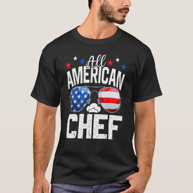 Camiseta All American Chef 4th Of July American Flag (Frente)