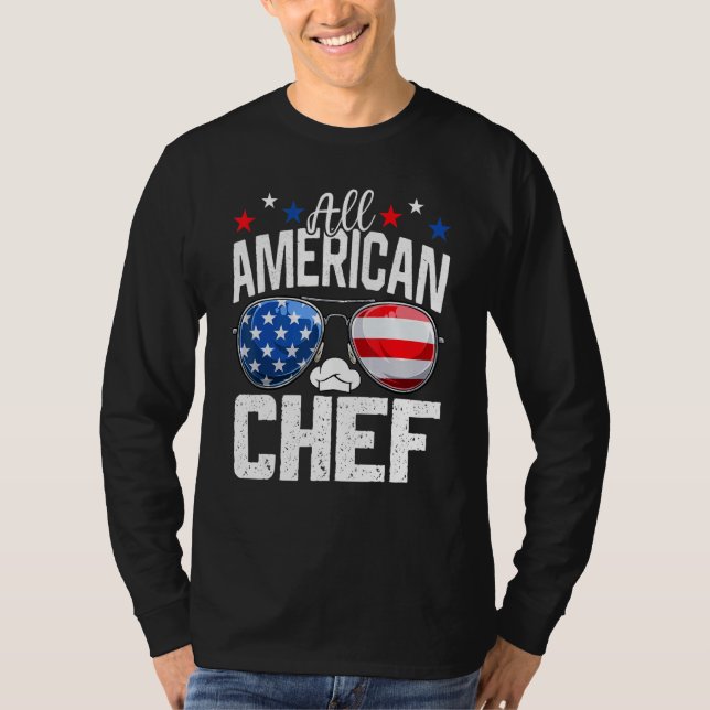 Camiseta All American Chef 4th Of July American Flag (Frente)