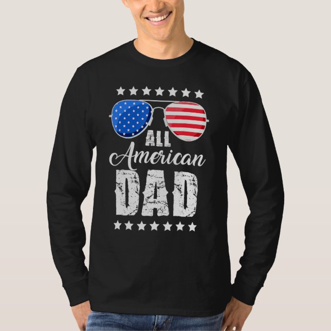 Camiseta All American Dad 4th of July Father's Day Sunglass (Frente)