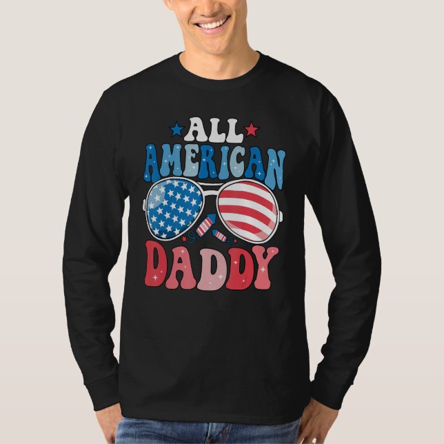 Camiseta All American Daddy Sunglasses 4th of July Family M (Frente)