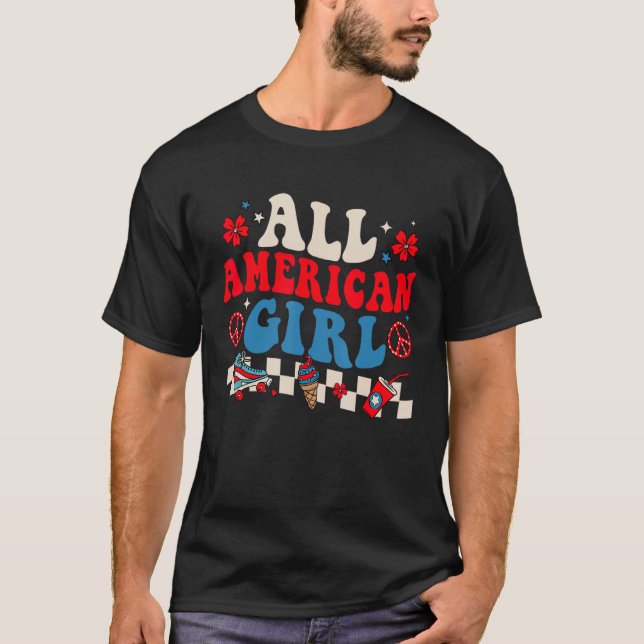 Camiseta All American Girl 4th Of July Family Matching Retr (Frente)