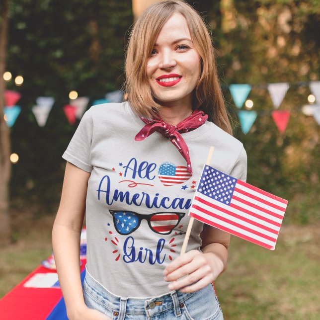 Camiseta All American Girl, Fun Gift 4th July (Criador carregado)