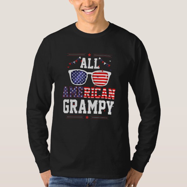 Camiseta All American Grampy 4th of July US Flag Sunglasses (Frente)
