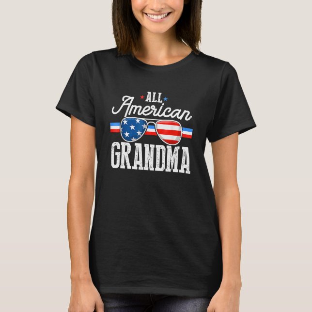 Camiseta All American Grandma Family Matching Sunglass Four (Frente)