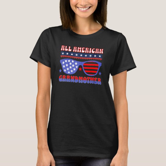 CAMISETA ALL AMERICAN GRANDMOTHER 4TH OF JULY PATRIOTIC SUN (Frente)