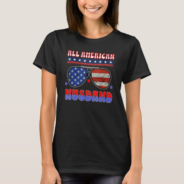 CAMISETA ALL AMERICAN HUSBAND 4TH OF JULY PATRIOTIC SUNGLAS (Frente)