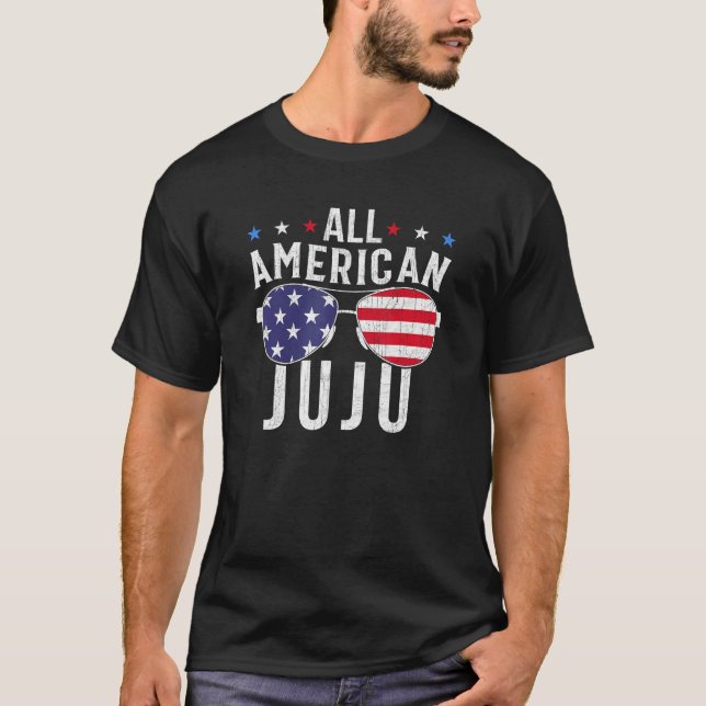 Camiseta All American Juju USA Flag Sunglasses 4th Of July  (Frente)