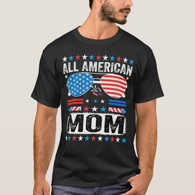 Camiseta All American Mom  Patriotic USA Mama T shirt (Frente)