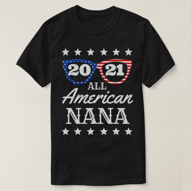 Camiseta All American Nana 4th Of July Grandma Sunglasses 2 (Frente do Design)