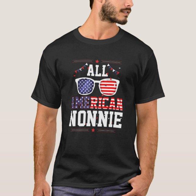 Camiseta All American Nonnie 4th of July US Flag Sunglasses (Frente)