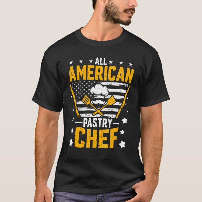 Camiseta All American Pastry Chef  American Flag Pastry Che (Frente)