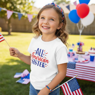 Camiseta "All American Sister 4 de julho T-Shirt for Kids"