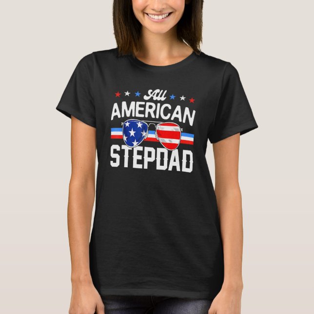 Camiseta All American Stepdad 4th of July Family Matching S (Frente)