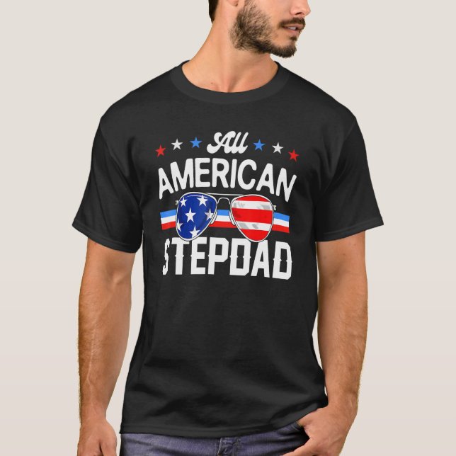 Camiseta All American Stepdad 4th of July Family Matching S (Frente)