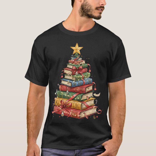 Camiseta All Booked For Christmas Book Christmas Tree Light (Frente)