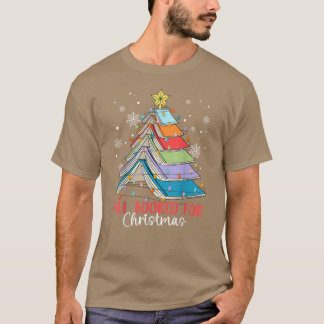 Camiseta All Booked For Christmas Book Christmas Tree Light