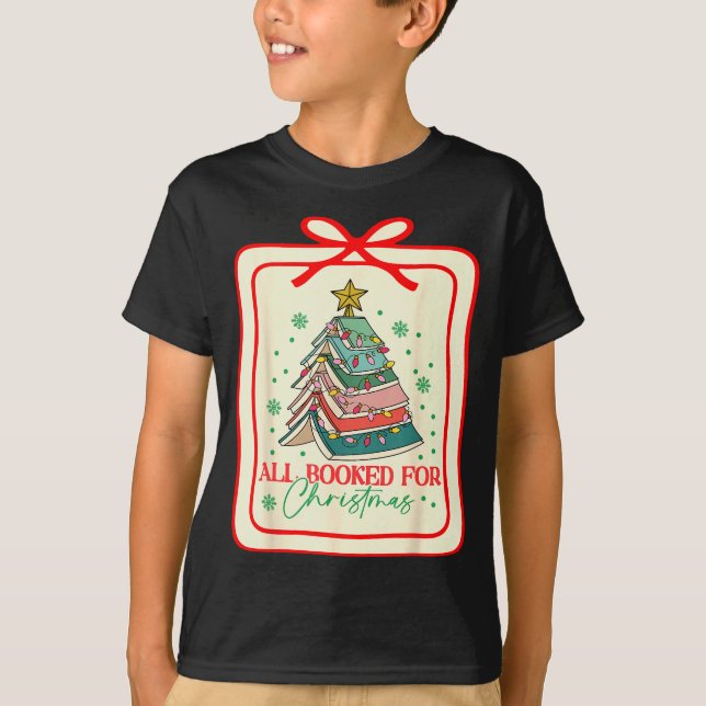 Camiseta All Booked For Christmas Coquette Bow Tree Lights  (Frente)