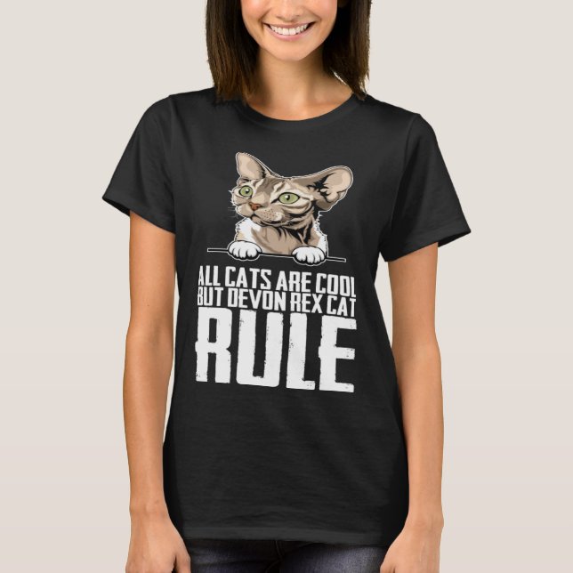 Camiseta All cats are cool but devon rex cat rule (Frente)