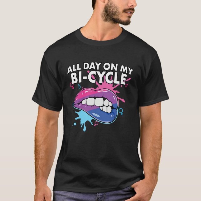 Camiseta All Day On My Bi cycle Bisexual Rainbow Pride LGBT (Frente)