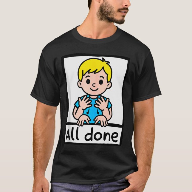Camiseta All Done Sign Language Cartoon Communication Aid A (Frente)