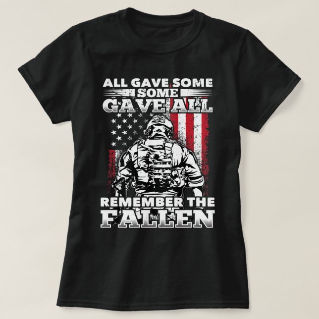 Camiseta All Gave Some Some Gave All Flag Veteran Memorial  (Frente do Design)