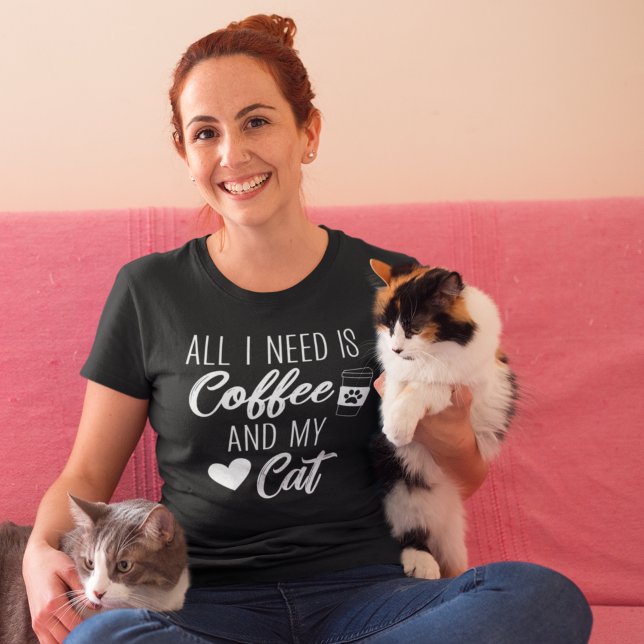 Camiseta All I Need is Coffe and My Cat Funny Cat Lover (Criador carregado)