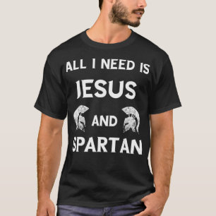 Camiseta All I Need Is Jesus And Spartan Gladiator Helmet L