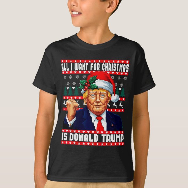 Camiseta All I Want Christmas Is Donald Trump Ugly Sweater  (Frente)