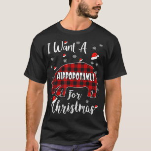 Camiseta All I Want For Christmas Is A Hippopotamus ,hippo 