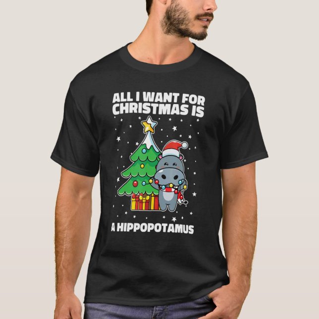 Camiseta All I Want For Christmas Is A Hippopotamus Ugly Xm (Frente)