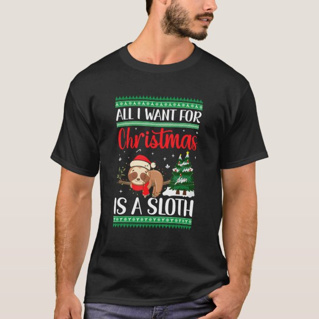 Camiseta All I Want For Christmas Is A Sloth (Frente)
