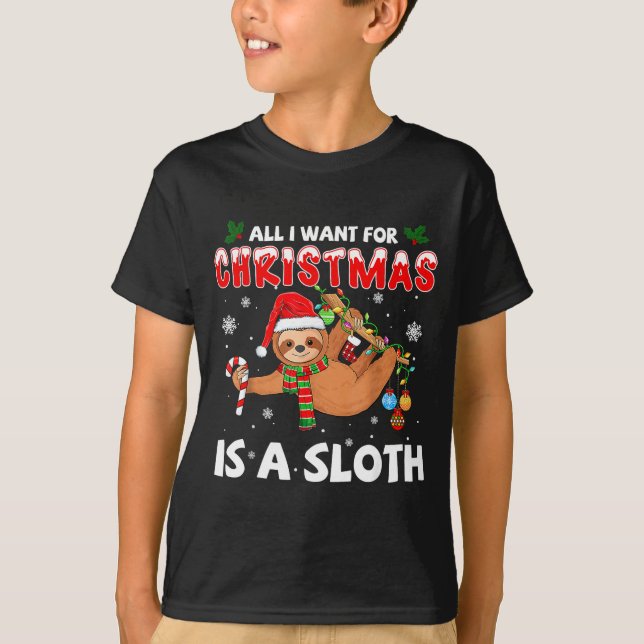 Camiseta All I Want For Christmas Is A Sloth Funny Holiday  (Frente)
