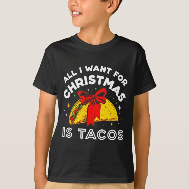 Camiseta All I Want For Christmas Is Tacos Long Sleeve  (Frente)