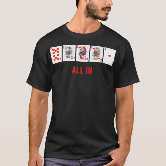 Camiseta All In Royal Flush Poker Designer Cool  (Frente)