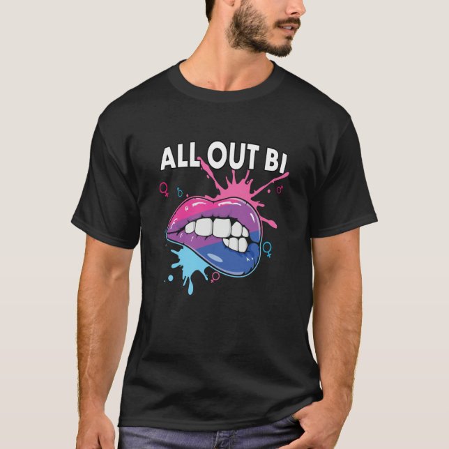 Camiseta All Out Bi Flag Bisexual Rainbow Pride Bisexuality (Frente)