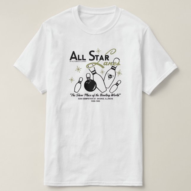 Camiseta All Star Lanes, Skokie, Illinois (Frente do Design)