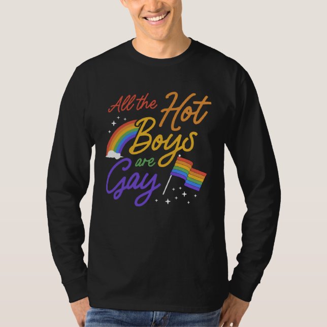 Camiseta All The Hot Boys Are Gay Pride Flag Rainbow Cute P (Frente)