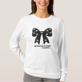 Camiseta All Tied Up In Style – Chic Minimalist Bow T-Shirt
