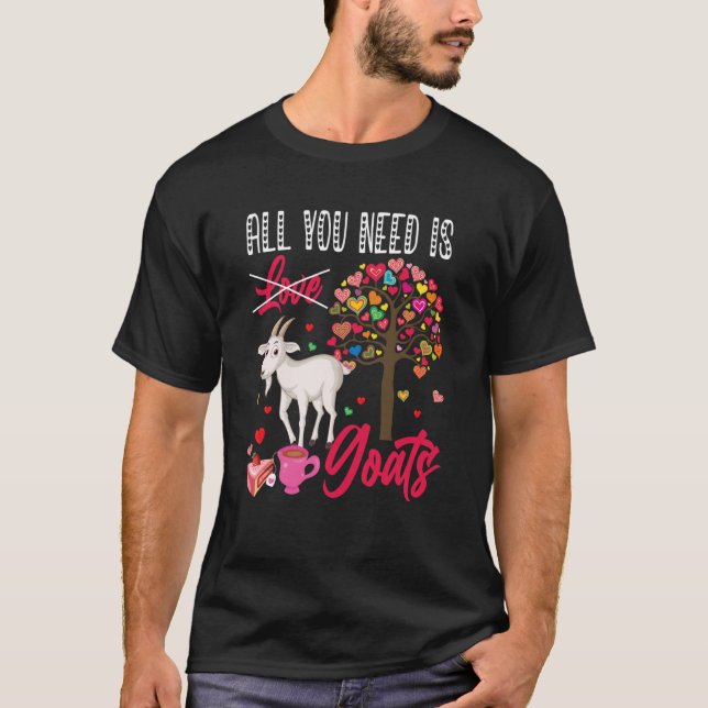 Camiseta All You Need Is Goats Valentine's Day Hearts Farme (Frente)