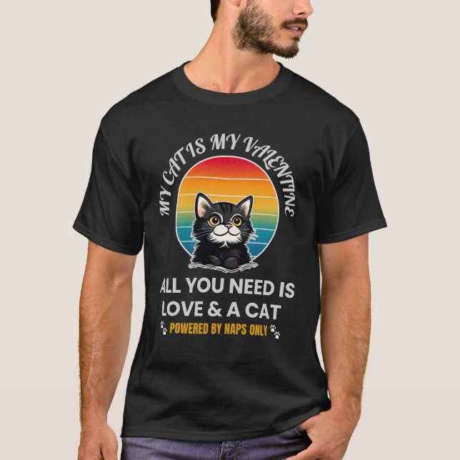 Camiseta All You Need Is Love & A Cat T-Shirt, Funny Cat  (Frente)