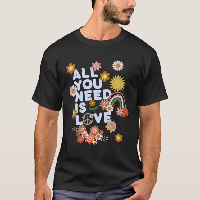 Camiseta All You Need Is Love Retro 60s 70s Peace Love Flow (Frente)