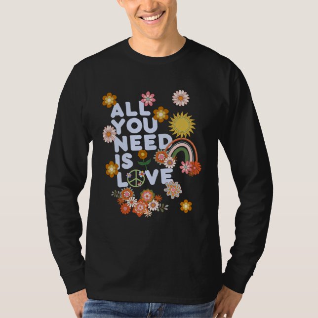 Camiseta All You Need Is Love Retro 60s 70s Peace Love Flow (Frente)