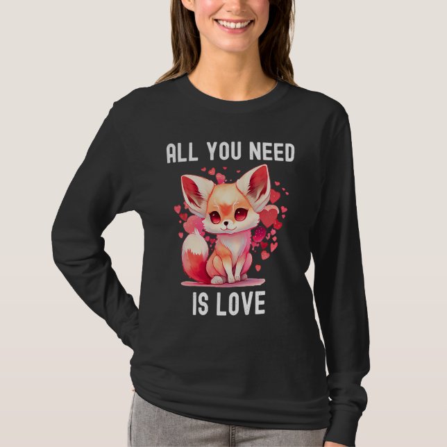 Camiseta All you need is love with heart Kitsu Valentine's  (Frente)