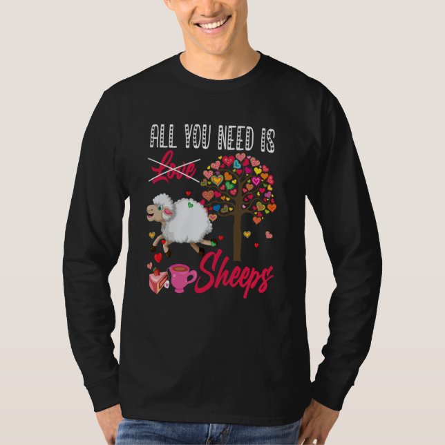 Camiseta All You Need Is Sheeps Valentine's Day Hearts Farm (Frente)