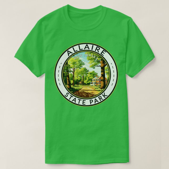 Camiseta Allaire State Park New Jersey Viagem Art Crachá (Frente do Design)