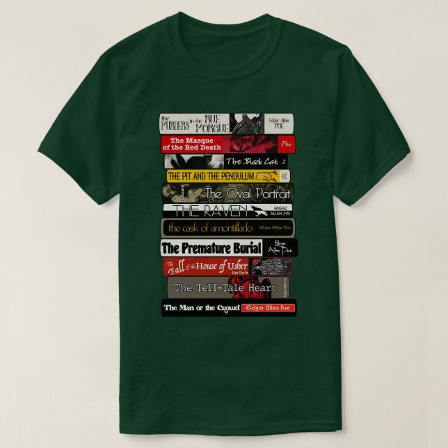 Camiseta Allan Poe Books Stack (Frente do Design)