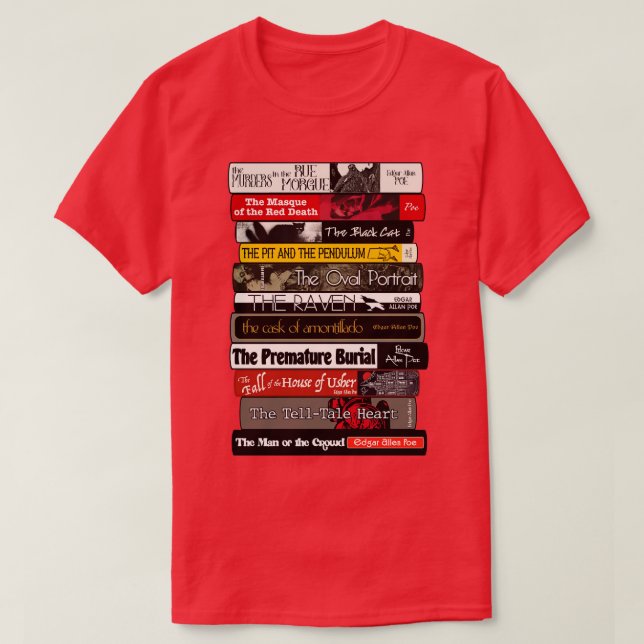 Camiseta Allan Poe Books Stack (Frente do Design)