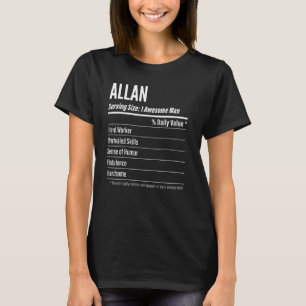 Camiseta Allan Servindo Dimensões Calorias do Rótulo de Nut